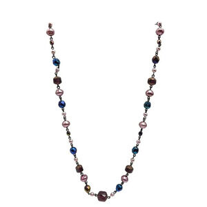 Joan Rivers Multi-Bead Necklace With Purple Pink Blue Glass Beads 37 Inches